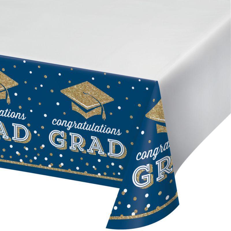 GLITTERING GRAD PAPER TABLECOVER BORDER PRINT, 54" X 102" 1CT